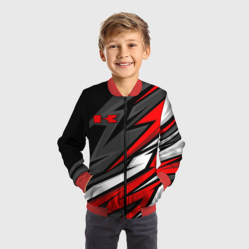 Детский бомбер Kawasaki - red uniform / 3D-Красный – фото 3