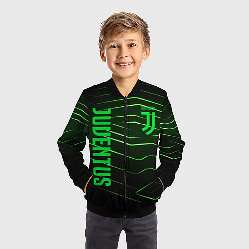 Детский бомбер Juventus 2 green logo / 3D-Черный – фото 3