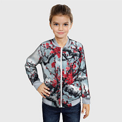 Бомбер детский Лепестки цветущей вишни - сакура, цвет: 3D-серый — фото 2