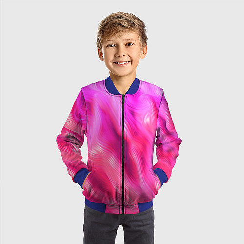Детский бомбер Pink abstract texture / 3D-Синий – фото 3
