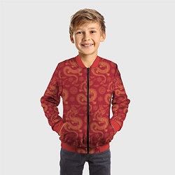 Бомбер детский Dragon red pattern, цвет: 3D-красный — фото 2