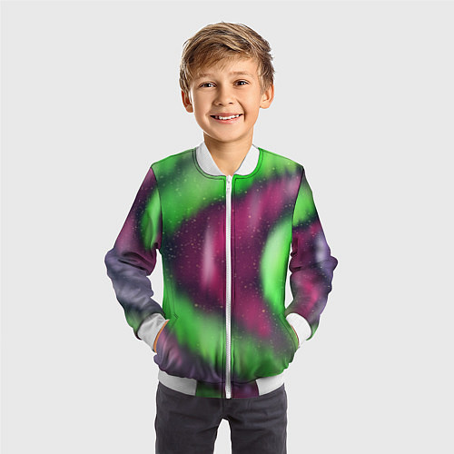Детский бомбер Абстрактное северное сияние / 3D-Белый – фото 3