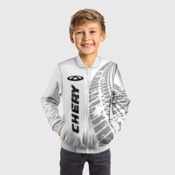 Бомбер детский Chery speed на светлом фоне со следами шин: по-вер, цвет: 3D-белый — фото 2