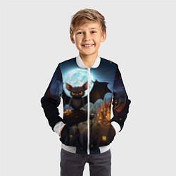 Бомбер детский Летучая мышка на фоне луны и замка, цвет: 3D-белый — фото 2