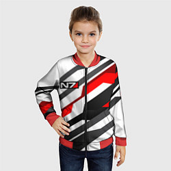 Бомбер детский Mass effect - white uniform n7, цвет: 3D-красный — фото 2