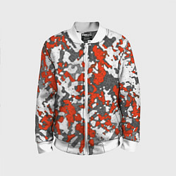 Бомбер детский Абстракция серо-красная, цвет: 3D-белый