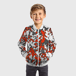 Бомбер детский Абстракция серо-красная, цвет: 3D-белый — фото 2