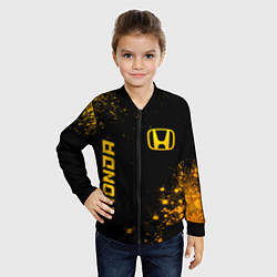 Бомбер детский Honda - gold gradient: надпись, символ, цвет: 3D-черный — фото 2