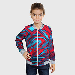 Бомбер детский Киберпанк полосы красные и синие, цвет: 3D-серый — фото 2