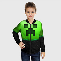 Бомбер детский Майнкрафт крипер, цвет: 3D-черный — фото 2