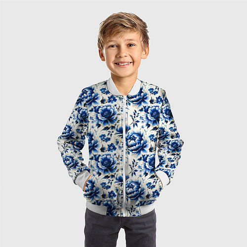 Детский бомбер Гжель узор паттерн / 3D-Белый – фото 3