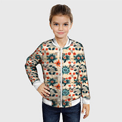 Бомбер детский Цветочный узор паттерн, цвет: 3D-белый — фото 2