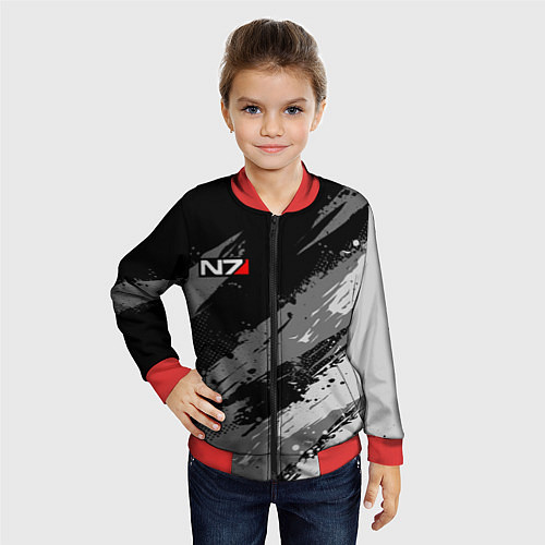 Детский бомбер N7 - mass effect monochrome / 3D-Красный – фото 4