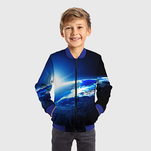 Детский бомбер Восход солнца в космосе / 3D-Синий – фото 3