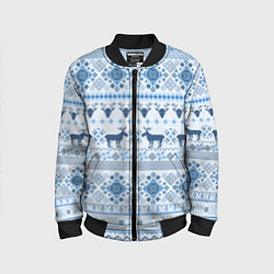 Бомбер детский Blue sweater with reindeer, цвет: 3D-черный