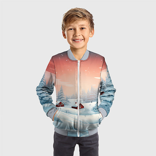 Детский бомбер Погружение в зимнюю атмосферу / 3D-Серый – фото 3