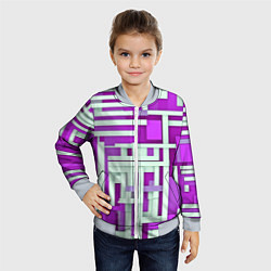 Бомбер детский Полосы на фиолетовом фоне, цвет: 3D-серый — фото 2