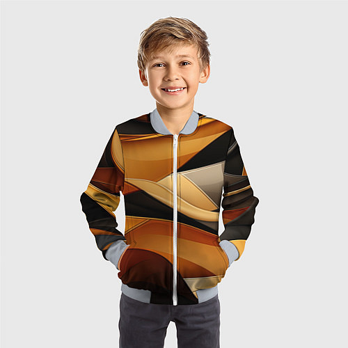 Детский бомбер Желтая и черная абстракция / 3D-Серый – фото 3