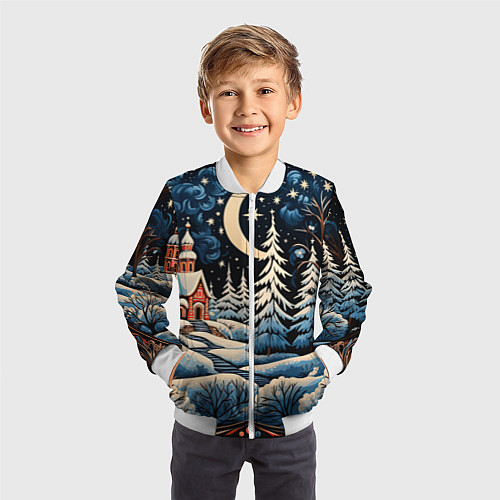 Детский бомбер Морозное утро / 3D-Белый – фото 3