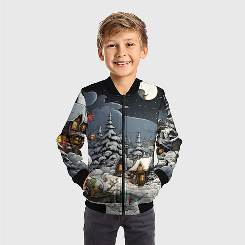 Детский бомбер Волшебство новогодней ночи / 3D-Черный – фото 3