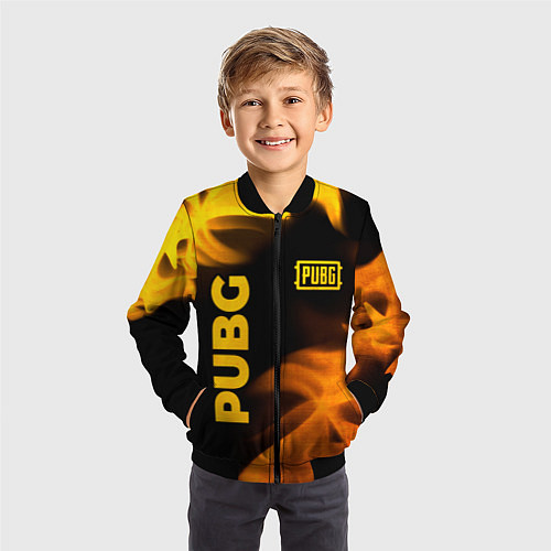Детский бомбер PUBG - gold fire gradient / 3D-Черный – фото 3