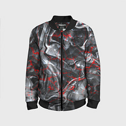 Бомбер детский Красные узоры, цвет: 3D-черный