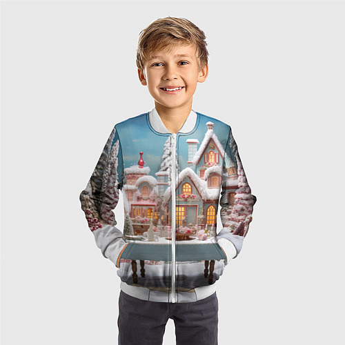 Детский бомбер Снежный день в городе / 3D-Белый – фото 3