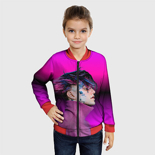 Детский бомбер Lil Peep фиолетовый лук / 3D-Красный – фото 4