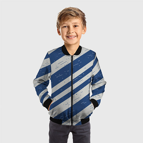 Детский бомбер Сине-белый шик / 3D-Черный – фото 3