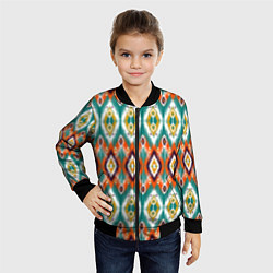 Бомбер детский Орнамент икат - имитация аткласной ткани, цвет: 3D-черный — фото 2
