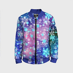 Детский бомбер Снежинки - морозный паттерн