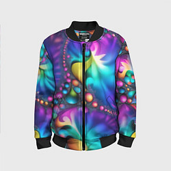 Бомбер детский Розово синий фрактал, цвет: 3D-черный