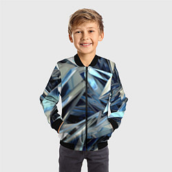 Бомбер детский Абстрактные осколки голубого цвета, цвет: 3D-черный — фото 2