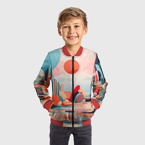 Детский бомбер Геометрия природы / 3D-Красный – фото 3