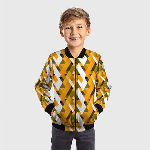 Детский бомбер White and yellow shapes / 3D-Черный – фото 3