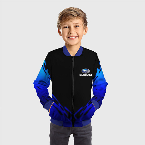 Детский бомбер Subaru geomery / 3D-Синий – фото 3