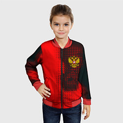 Бомбер детский Россия герб спорт краски, цвет: 3D-красный — фото 2