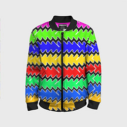 Бомбер детский Горизонтальные разноцветные линии, цвет: 3D-черный
