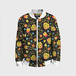 Детский бомбер Хохломская роспись разноцветные цветы
