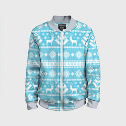 Детский бомбер Новый год ели и олени