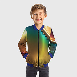 Бомбер детский Радужный градиент с накидкой, цвет: 3D-синий — фото 2