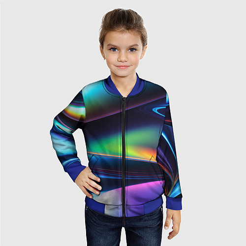 Детский бомбер Голографический материал / 3D-Синий – фото 4