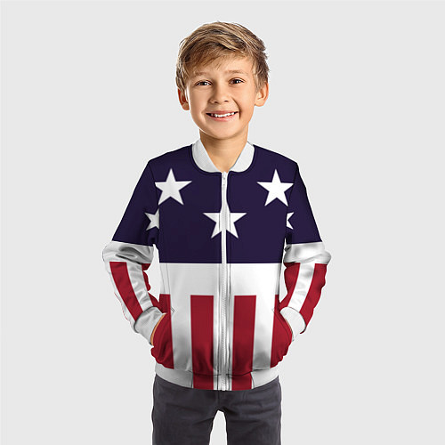 Детский бомбер Флаг Америки / 3D-Белый – фото 3