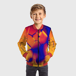 Бомбер детский Плиты разломы сепия негатив, цвет: 3D-красный — фото 2