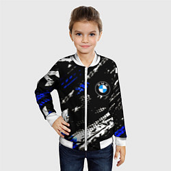Бомбер детский BMW stripes color auto sport, цвет: 3D-белый — фото 2