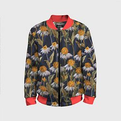Бомбер детский Вышитые ромашки, цвет: 3D-красный