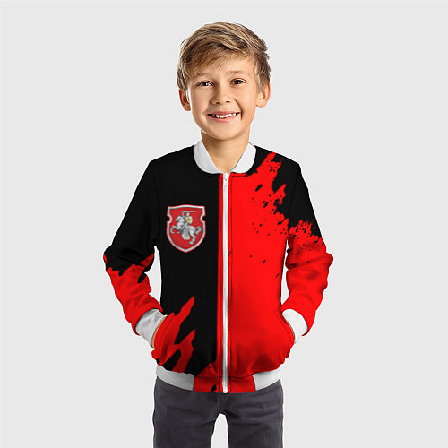 Детский бомбер Белоруссия краски текстура / 3D-Белый – фото 3