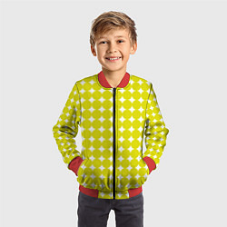 Бомбер детский Ретро темно желтые круги, цвет: 3D-красный — фото 2