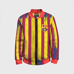 Бомбер детский Полосатые цвета футбольного клуба Барселона, цвет: 3D-красный