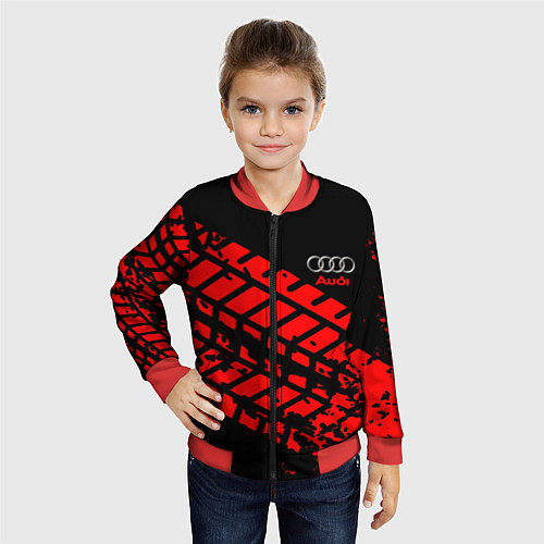 Детский бомбер AUDI краски текстура шины / 3D-Красный – фото 4